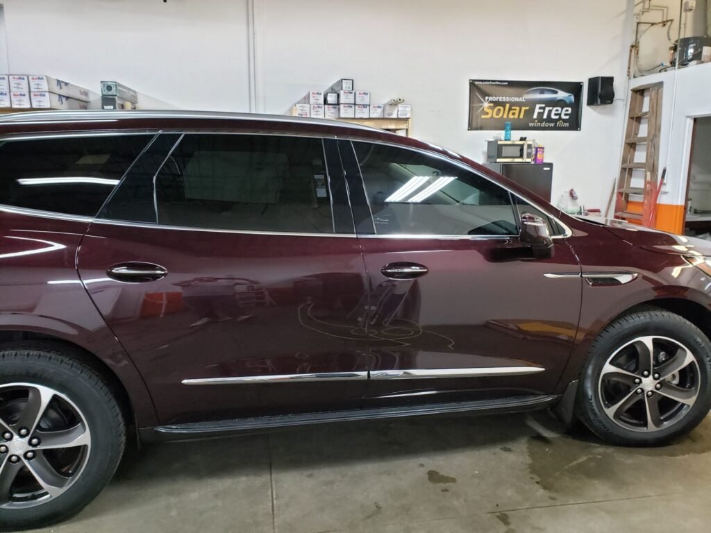 A photo of a maroon car