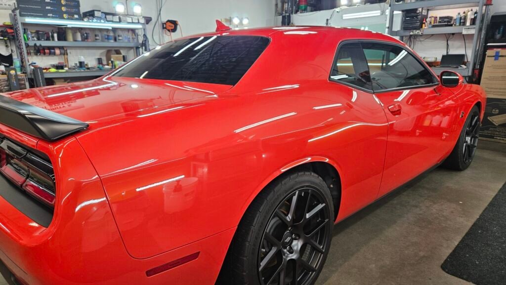 A photo of a red car